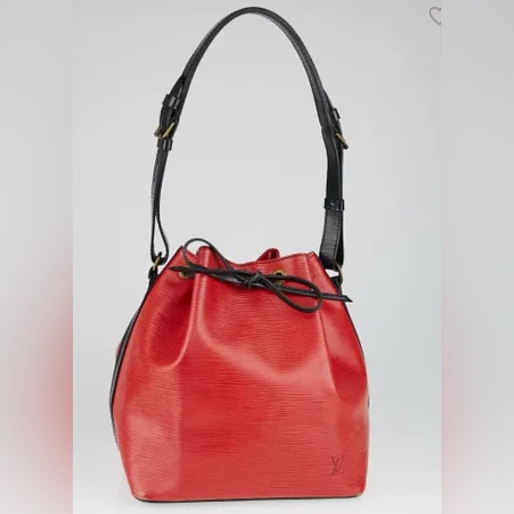 Louis Vuitton Petit Noé in Red and Black Epi Leather with adjustable strap
